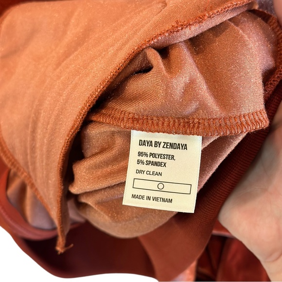 Daya by Zendaya Burnt Orange Velour Track Jacket Full Zip - Size S - Picture 3 of 5